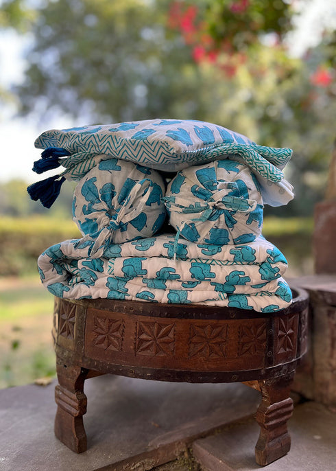 Newborn Baby Bedding Set Haathi Blue